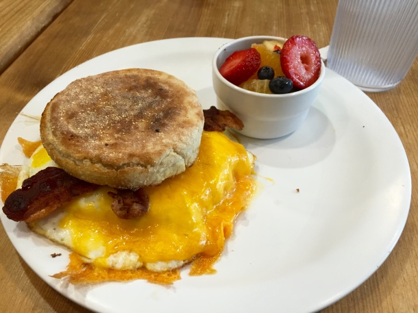 Last American meal HAD to be bacon, egg, and cheese dripping off an English muffin. Aw, yeah.
